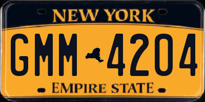 NY license plate GMM4204
