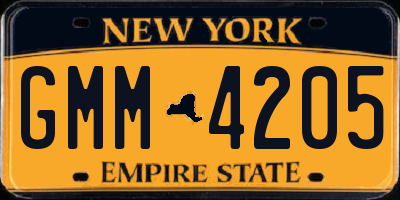 NY license plate GMM4205