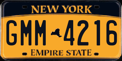 NY license plate GMM4216