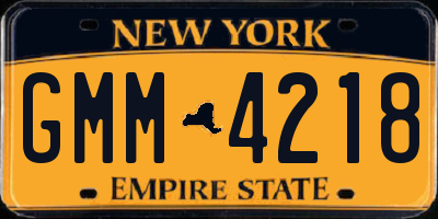 NY license plate GMM4218