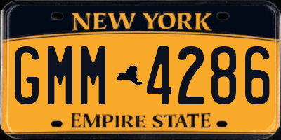 NY license plate GMM4286