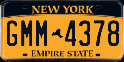 NY license plate GMM4378