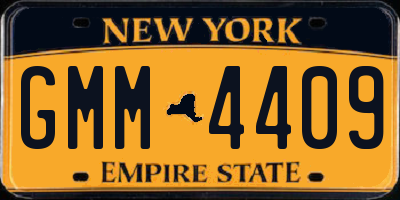 NY license plate GMM4409