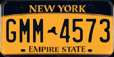 NY license plate GMM4573