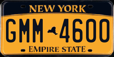 NY license plate GMM4600