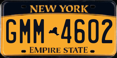NY license plate GMM4602