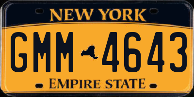 NY license plate GMM4643