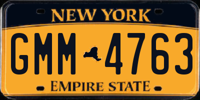 NY license plate GMM4763