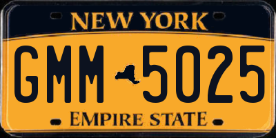 NY license plate GMM5025