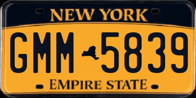 NY license plate GMM5839