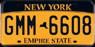 NY license plate GMM6608
