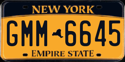 NY license plate GMM6645