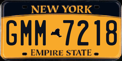 NY license plate GMM7218