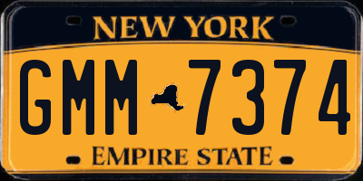 NY license plate GMM7374