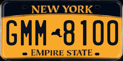 NY license plate GMM8100
