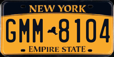 NY license plate GMM8104