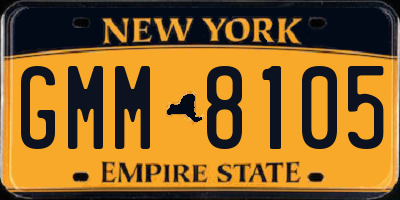 NY license plate GMM8105