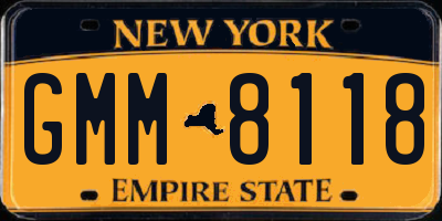 NY license plate GMM8118