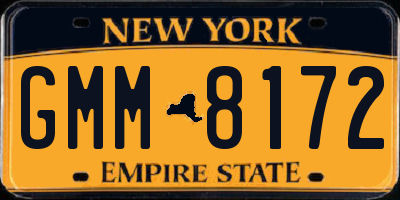 NY license plate GMM8172