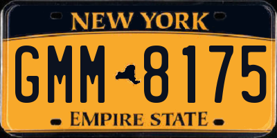 NY license plate GMM8175