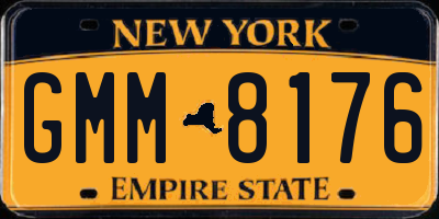 NY license plate GMM8176