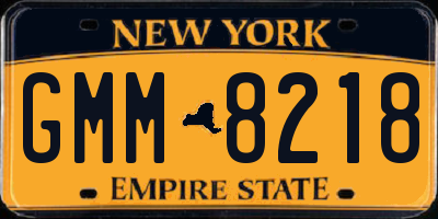 NY license plate GMM8218