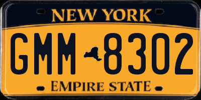 NY license plate GMM8302