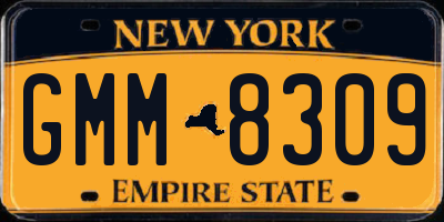 NY license plate GMM8309