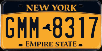 NY license plate GMM8317
