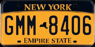 NY license plate GMM8406