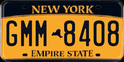 NY license plate GMM8408