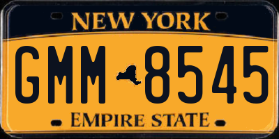 NY license plate GMM8545