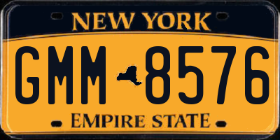 NY license plate GMM8576
