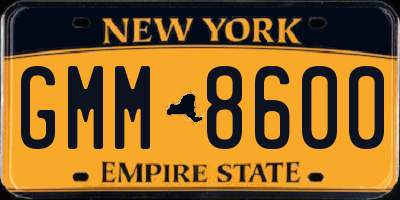 NY license plate GMM8600
