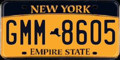 NY license plate GMM8605