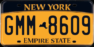 NY license plate GMM8609