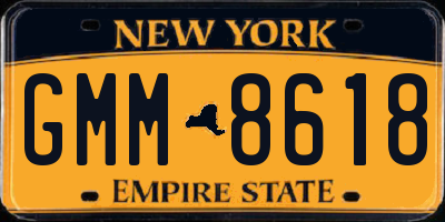 NY license plate GMM8618