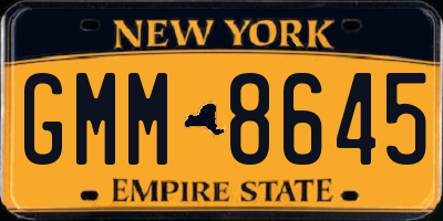 NY license plate GMM8645