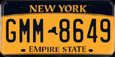 NY license plate GMM8649