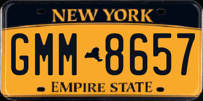 NY license plate GMM8657