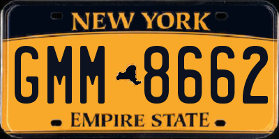 NY license plate GMM8662