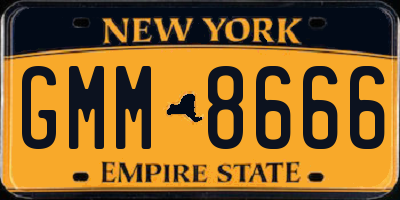 NY license plate GMM8666
