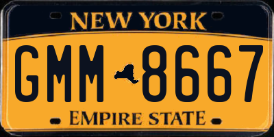 NY license plate GMM8667
