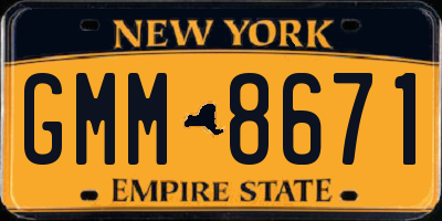 NY license plate GMM8671