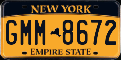 NY license plate GMM8672