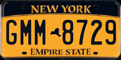 NY license plate GMM8729