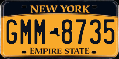 NY license plate GMM8735