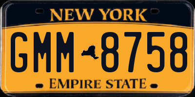 NY license plate GMM8758