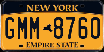 NY license plate GMM8760