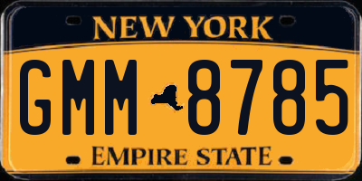 NY license plate GMM8785